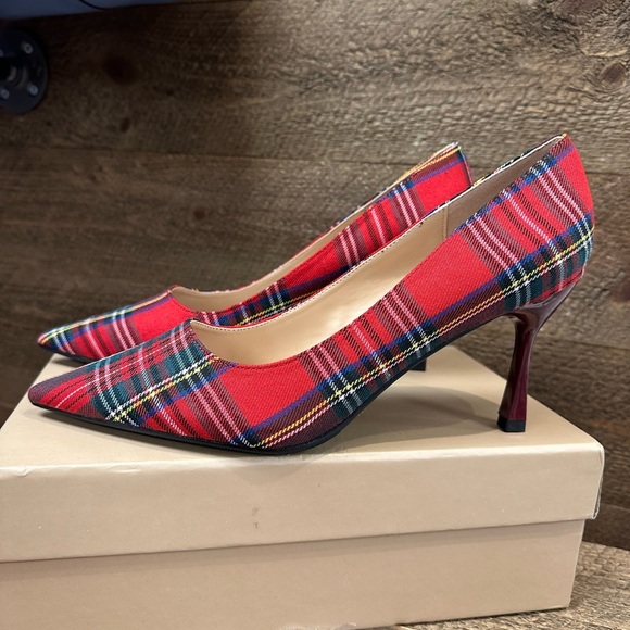 LAIRUI Plaid Pointed Toe Kitten Heel Pumps – Size 42 (US 10-10.5) - Picture 7 of 10